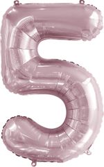 Шар (34"/86 см) Цифра, 5, Slim, Светло-розовый, 1 шт. в упак.