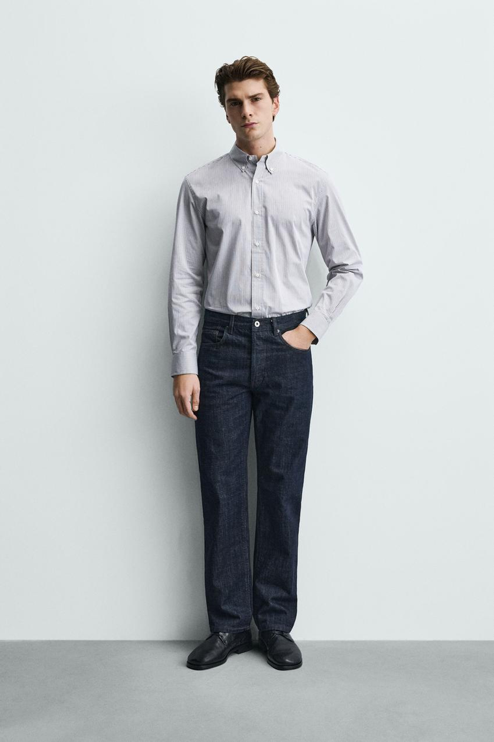 ZARA РУБАШКА REGULAR FIT В КЛЕТКУ, РЫЖЕВАТО-КОРИЧНЕВЫЙ