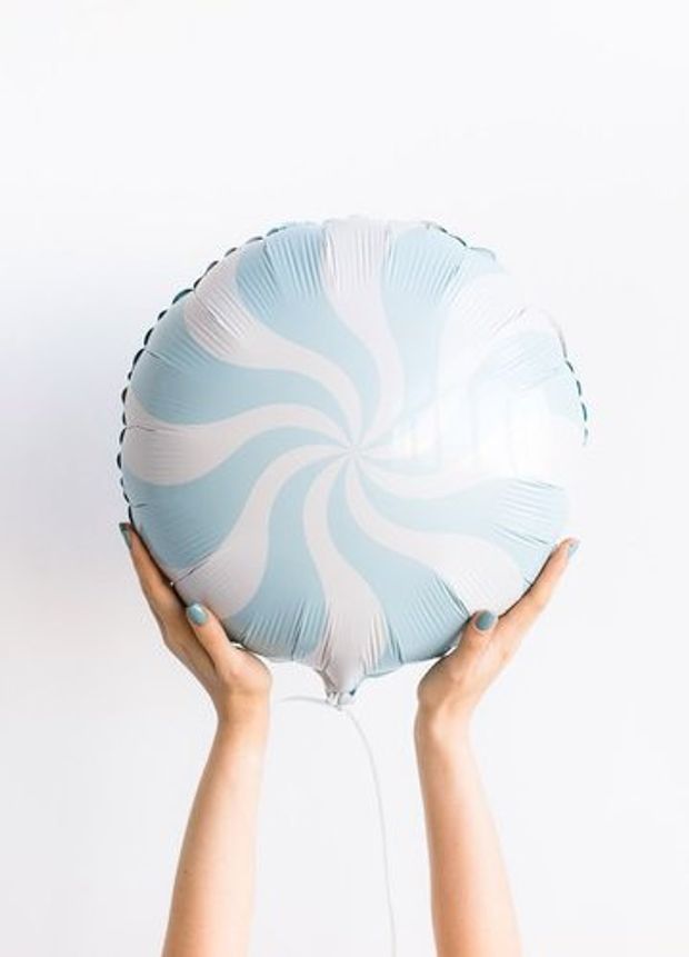 F Шар Круг Голубой Леденец конфета 18" / 46 см Голубой Макарунс (БГ-15)