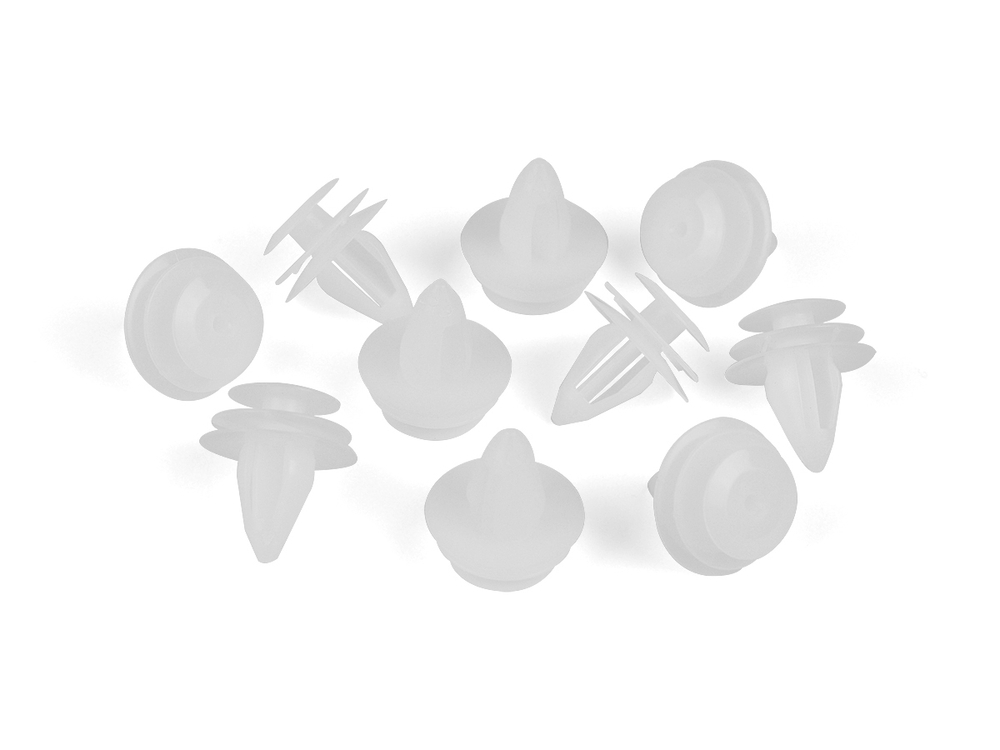 Комплект клипс K-301 OEM: 01553-00363, 01553-07381, 01553-08371, 01553-09131, 01553-09791, 01553-09891, 01553-30001, 67771-17020, 80999-VE000, 91560-S84-A01, 91560-SP0-003, 91560-SZ3-003, MB317746, MB374270, MB851006, MR201895, MR366159, MR532894, MR975901.