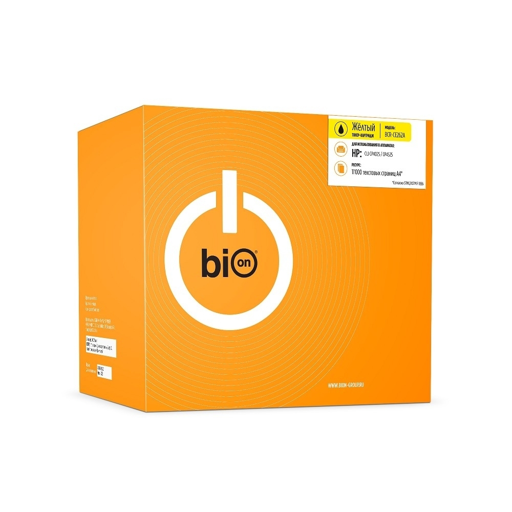 Bion  BCR-CE262A  Картридж для HP {Color LaserJet Enterprise CP4025n/CP4025dn/CP4525n/CP4525dn/CP4525xh }(11000  стр.), Желтый, с чипом
