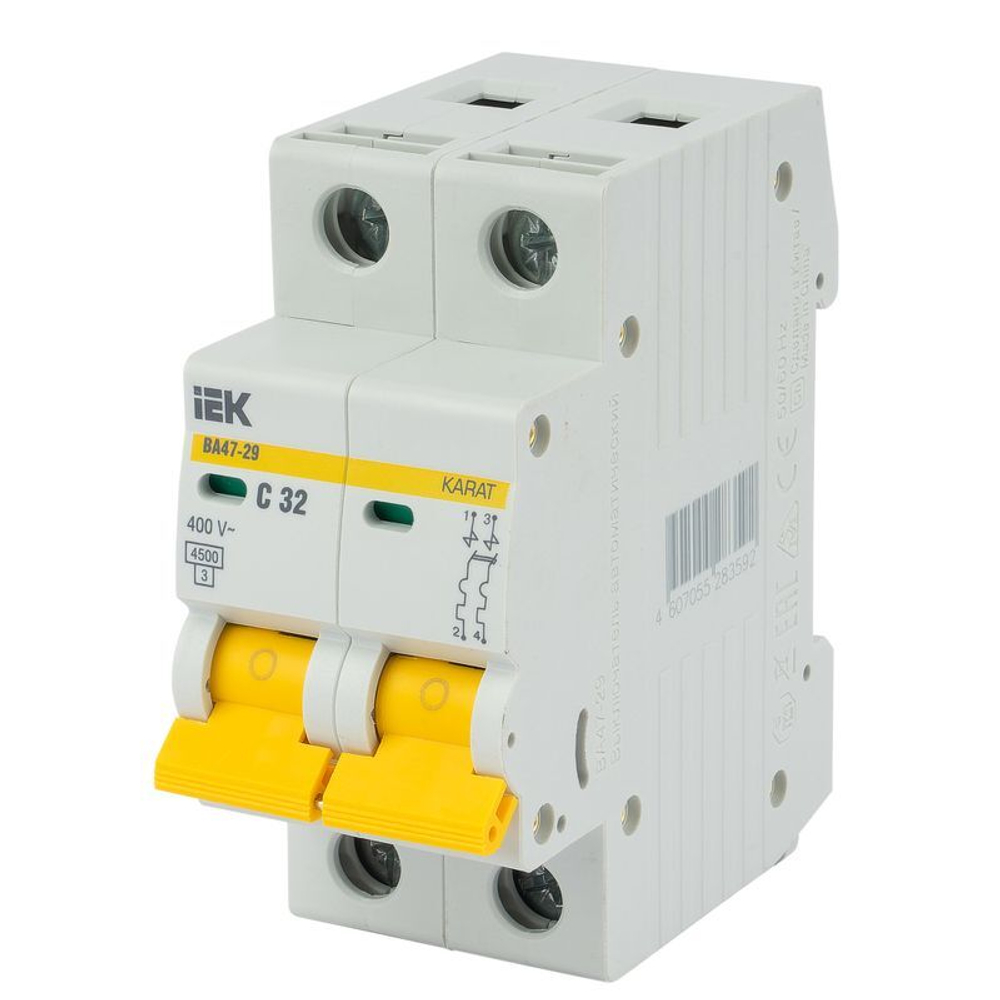 Выключатель автоматический двухполюсный C 32А 4.5кА IEK