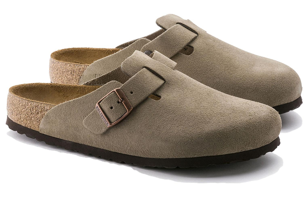 Boston Birkenstock Soft Footbed Suede Narrow Fit "Taupe"