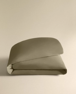 ZARA HOME (300 НИТЕЙ) ПОДОДЕЯЛЬНИК ИЗ ХЛОПКА ПЕРКАЛЬ, ТЕМНО-ЗЕЛЕНЫЙ