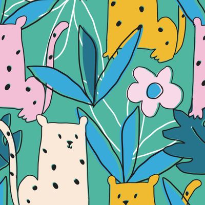 летний тропический паттерн с гепардами