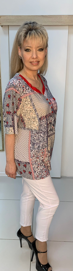 Блузон-рубашка с красной отделкой