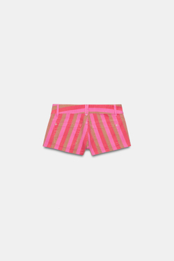ZARA ДЖИНСОВЫЕ МИНИ-ШОРТЫ TRF В ПОЛОСКУ, ПОЛОСКИ