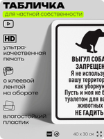 Табличка для частной территории "Выгул собак запрещен", на дом, для участка, организаций и частных территорий, предупреждающая, 40х30 см, Silver Plane x Айдентика Технолоджи