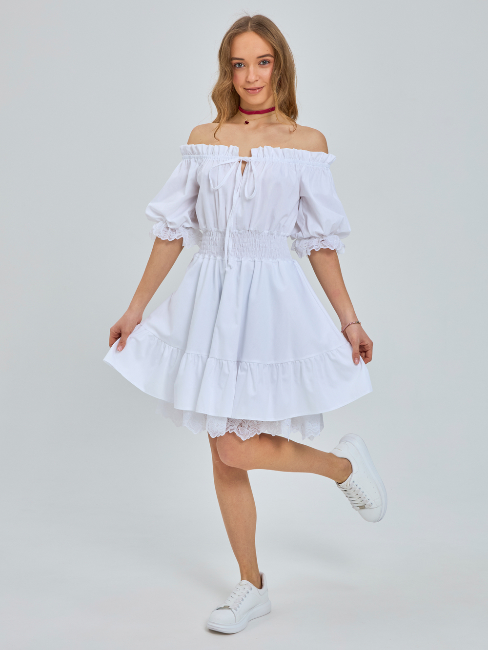 Сарафан летний однотонный для девочки белый