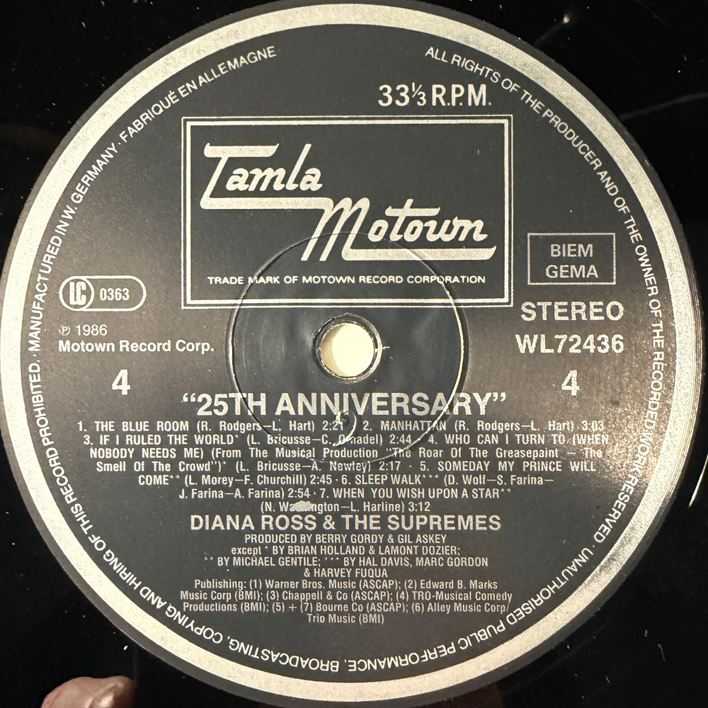 Diana Ross And The Supremes ‎– 25th Anniversary 3LP (Германия 1986г.)