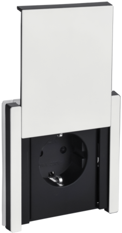 FORTE&PIANO Розетка 1-местная с заземлением с защитными шторками и крышкой безвинтовое крепление 16А IP44 FP219M металл белый IEK