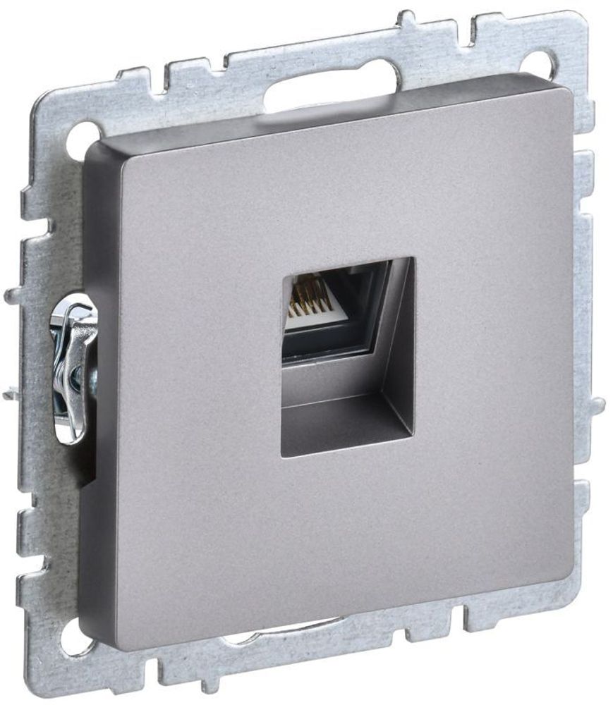 Розетка компьютерная СП RJ45 кат.6 BRITE РК11-БрС механизм сталь IEK BR-K10-2-K46