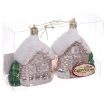 Елочные игрушки «Домик в лесу» 7 см (набор 2 шт), Шампань