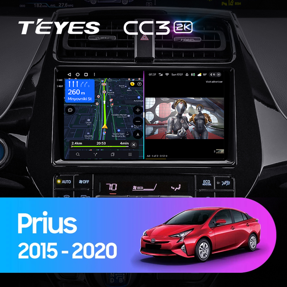 Teyes CC3 2K 9"для Toyota Prius 2015-2020