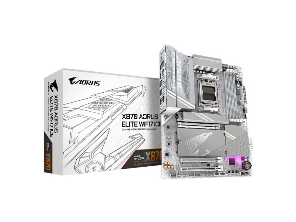 Материнская плата Gigabyte X870 Aorus Elite Wf7 Ice, Socket AM5, AMD X870, ATX, RTL