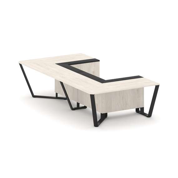 Steel Meet Стол переговорный П-образный KM-PR.B.SP-07P Денвер Светлый/Графит Глянец/Металл Черный 16