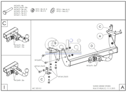 Фаркоп оцинкованный Galia S114A для Suzuki Grand Vitara 3 дверная 2005-2016(паспорт и сертификат в комплекте)(без электрики)