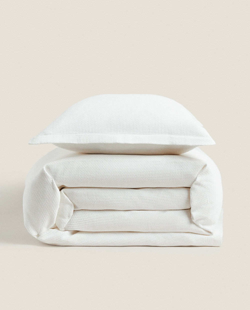 ZARA HOME ХЛОПКОВОЕ ПОКРЫВАЛО В КЛЕТКУ, БЕЛЫЙ