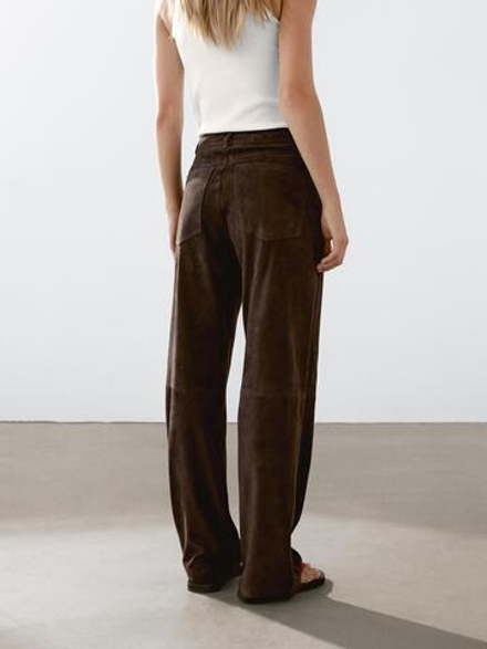 Massimo Dutti Замшевые брюки, коричневый