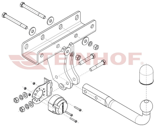Фаркоп на Jeep Wrangler JL (кроме AdBlue) 2018- без снятия и подрезки бампера (паспорт и сертификат в комплекте)(без электрики) Steinhof.J-081