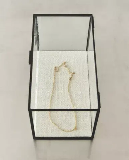 ZARA HOME ШКАТУЛКА ДЛЯ ДРАГОЦЕННОСТЕЙ С ЧЕРНОЙ МЕТАЛЛИЧЕСКОЙ КАЙМОЙ, ЧЕРНЫЙ