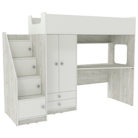 Кровать-чердак КарИВи Л-А606.3 80х190 Винтерберг Белый