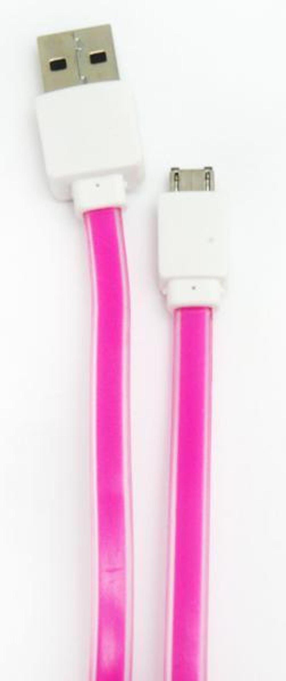 Кабель USB - Micro плоский (прозрачный/розовый) 1м