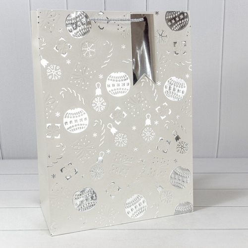 Пакет подарочный 40 х 55 х 20 см "Новый год" (Белый)