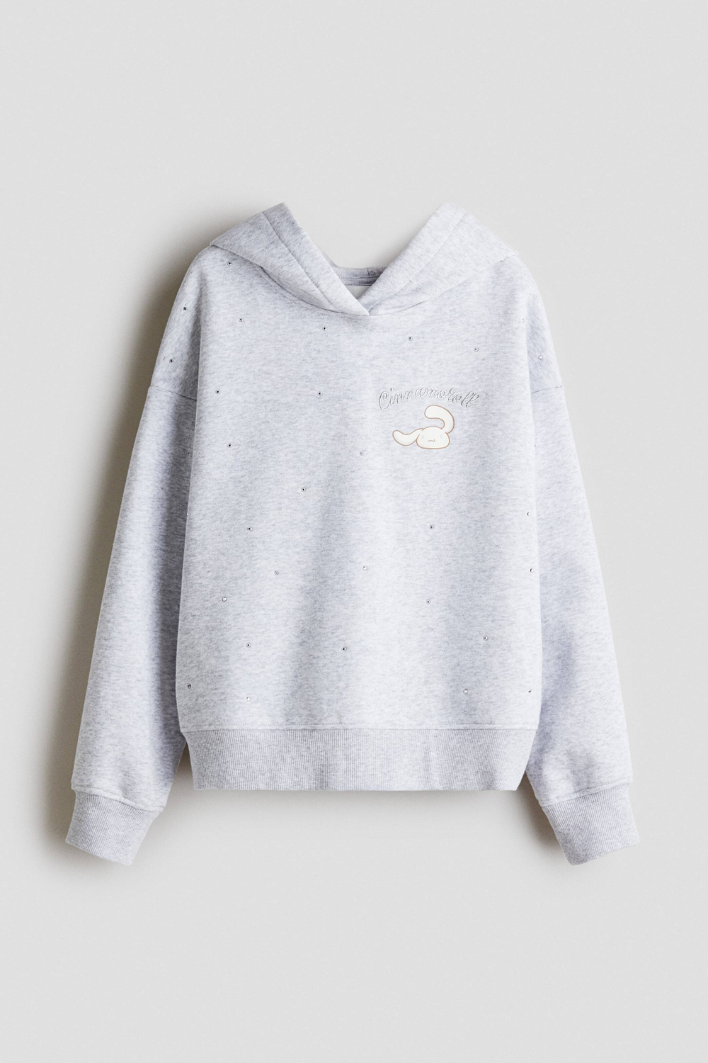 H&M Толстовка с капюшоном и принтом, светло-серый меланж