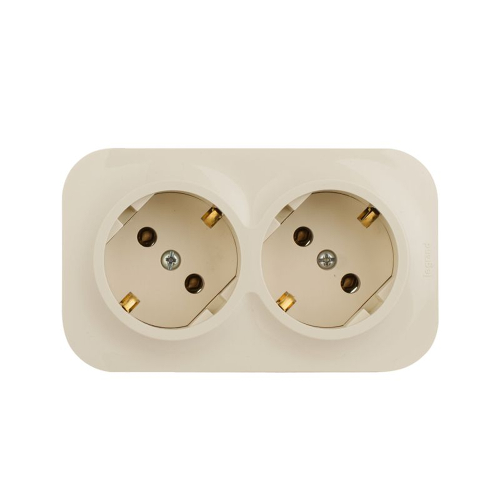 Розетка 2-м ОП Quteo 16А IP20 250В 2х2P+E с заземл. без защ. шторок сл. кость IEK 782263