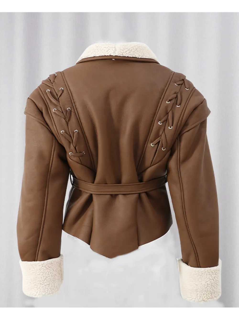 Дубленка искусственная с поясом