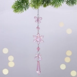 Подвеска «Хрустальная снежинка» 4,5*22 см, Розовый