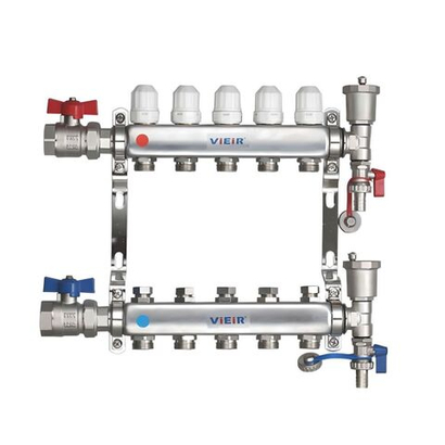 ViEiR Коллекторная группа с КРАНАМИ из нерж. стали 1" х 3/4" 2 выхода VR115-02