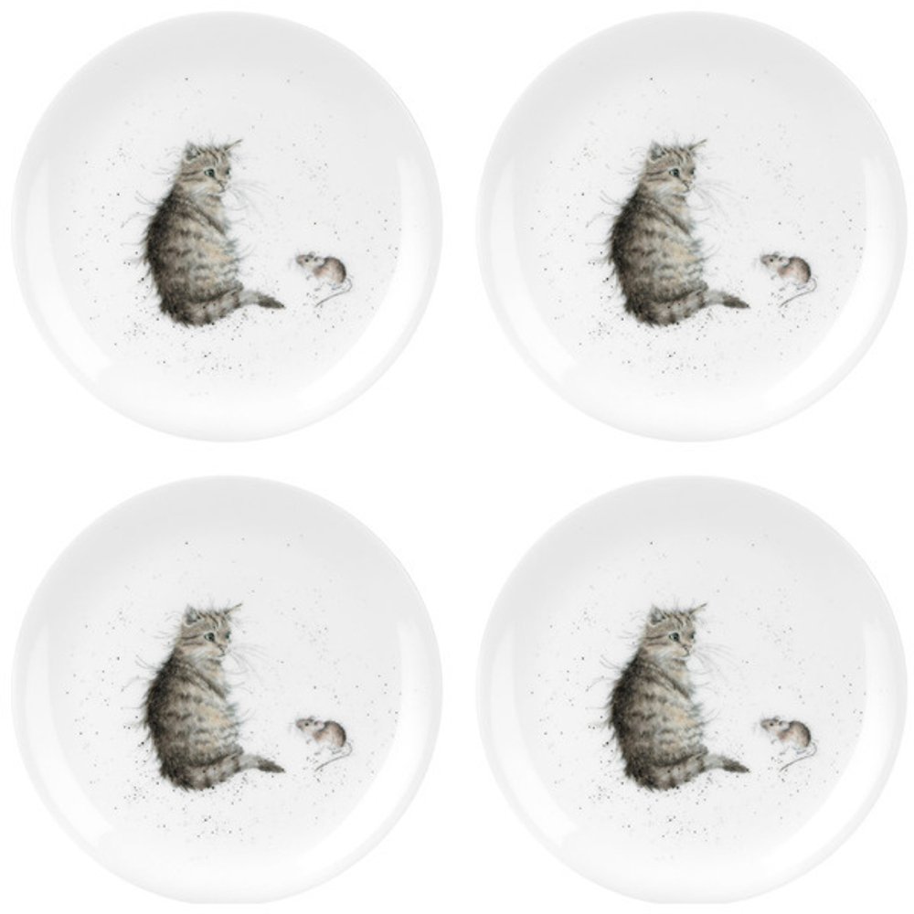 Набор тарелок закусочных 4шт 20см Забавная фауна Кот и мышь Royal Worcester