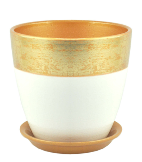 КАШПО САДЫ АУРИКИ ВАЛЕНСИЯ РС124 БУТОН КЕРАМИКА V-1,0 Л 21 СМ БЕЛЫЙ-БРОНЗА