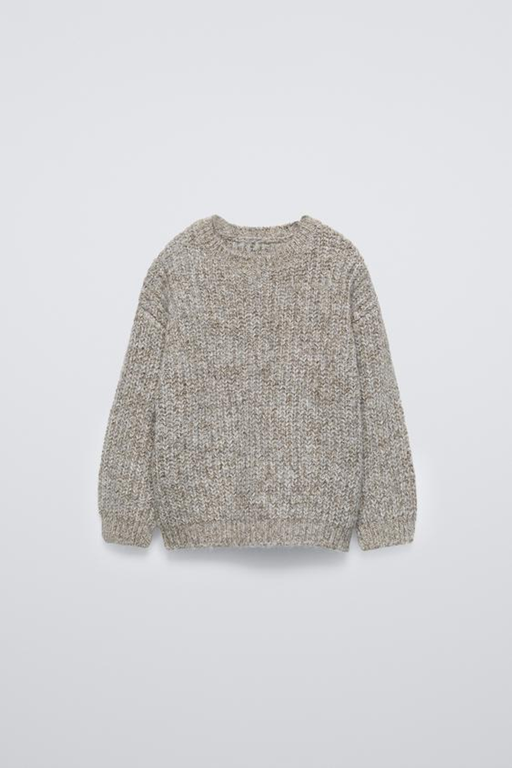 ZARA СВИТЕР ИЗ СМЕСОВОГО ТРИКОТАЖА, СВЕТЛО-БЕЖЕВЫЙ