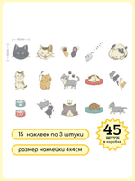 Наклейки на телефон котики многоразовые 45 шт