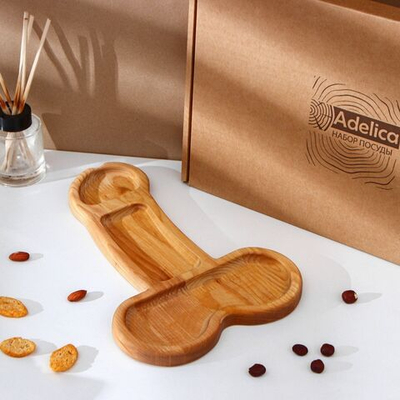 Деревянное блюдо для подачи в форме члена (32,5 х 20 х 1,7 см) (Цвет: коричневый)