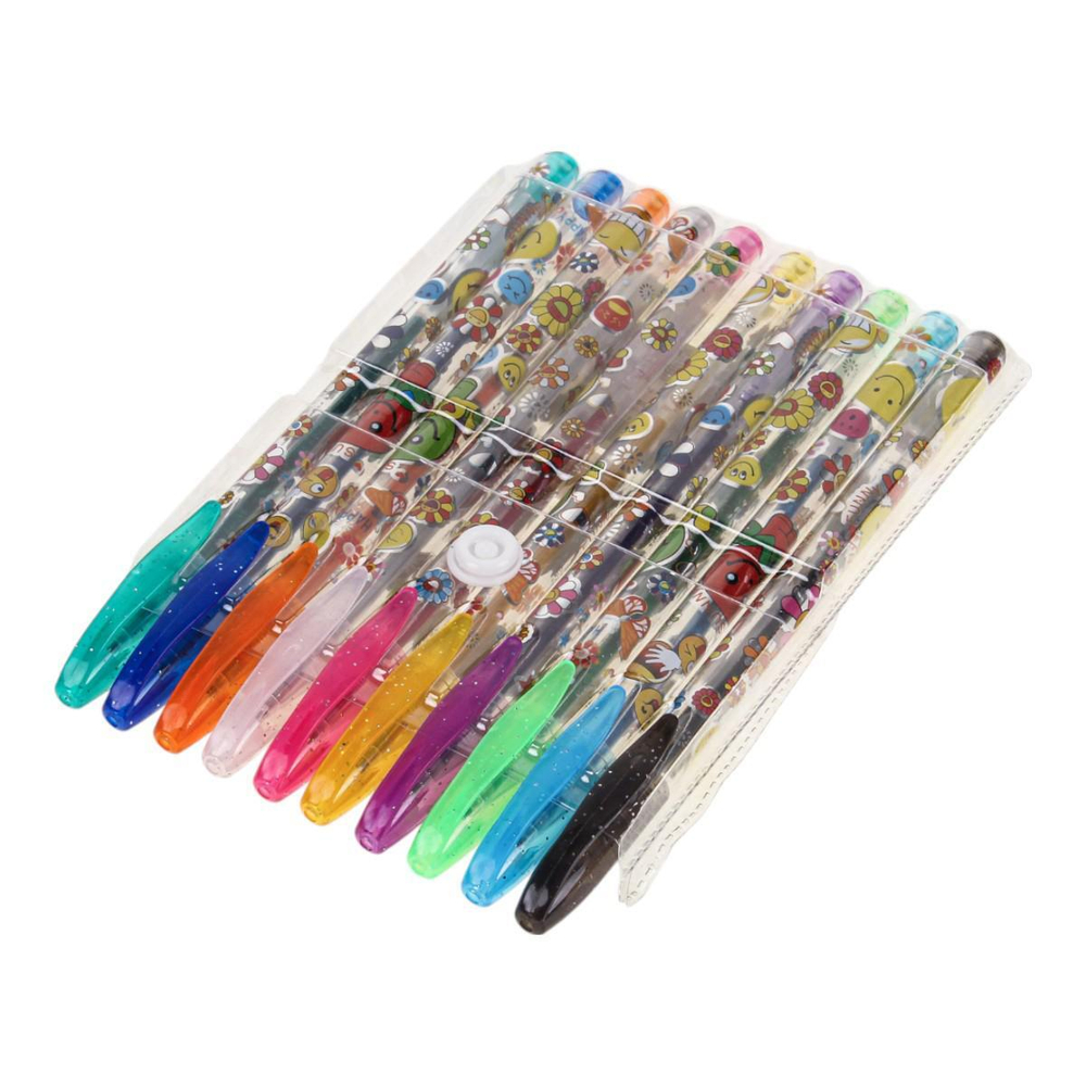 Набор гелевых ручек 10 цветов с блестками, рисунок на корпусе