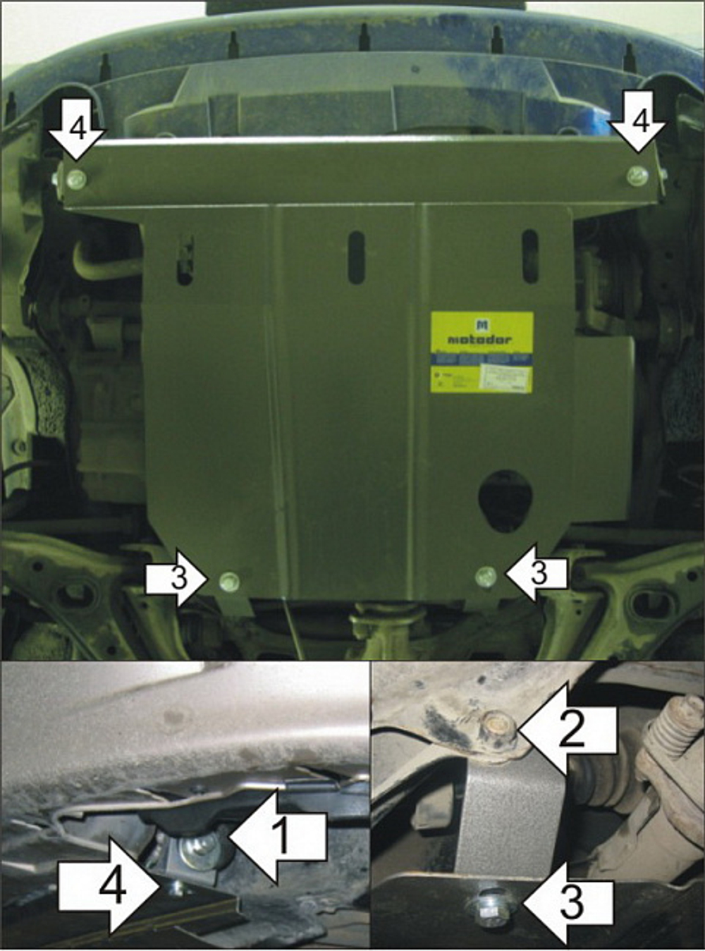 Защита картера Двигателя, КПП. 2 мм, Сталь. для Honda Civic VI 1995-2001 MOTODOR.00802