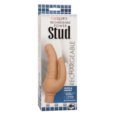 Двойной реалистичный вибратор Rechargeable Power Stud Over & Under (Цвет: телесный)