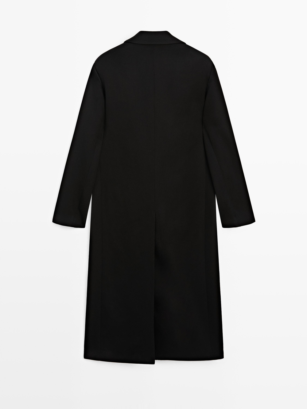 Massimo Dutti Длинное пальто из 100% шерсти - Limited Edition, черный