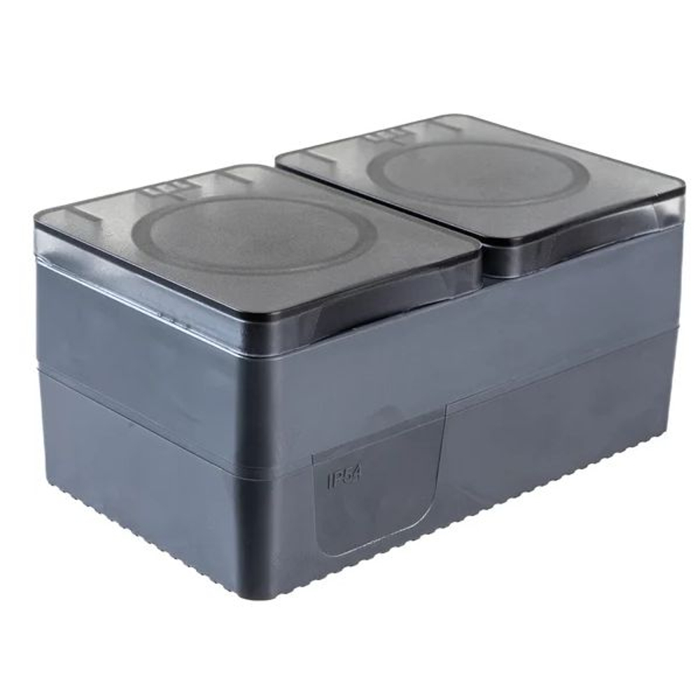 Розетка 2-м ОП AtlasDesign Profi54 16А IP54 250В с заземл. защ. шторки антрацит SE ATN544026