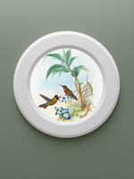 Картина на натуральном холсте в круглой деревянной раме "Райские птички"