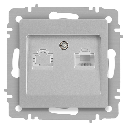 Розетка Intro Accent 6-303-03 информационная RJ45 IP20 СУ алюминий