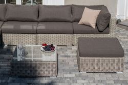 "Лунго" трансформирующаяся лаунж-зона из искусственного ротанга, цвет бежевый