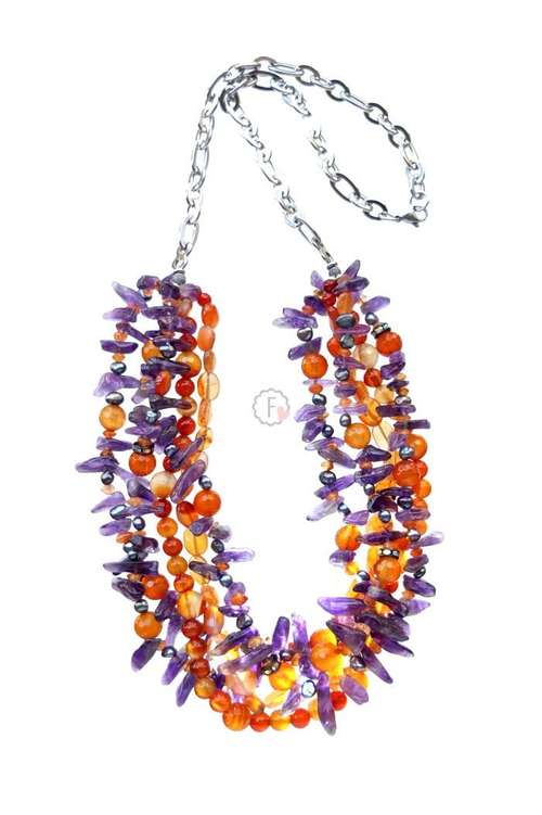 колье из аметиста и сердолика Ванесса