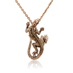 Подвеска «Ящерица» из красного золота с эмалью