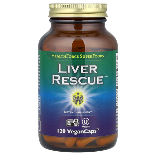 HealthForce Superfoods, Liver Rescue, препарат для печени, версия 6, 120 веганских капсул VeganCaps