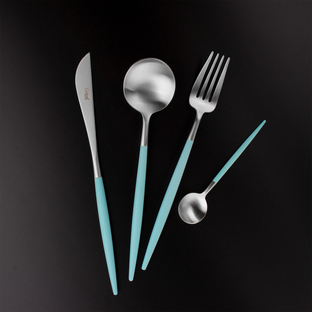 Набор столовых приборов на 6 персон 24 предмета Cutipol Goa matte turquoise в подарочной упаковке
